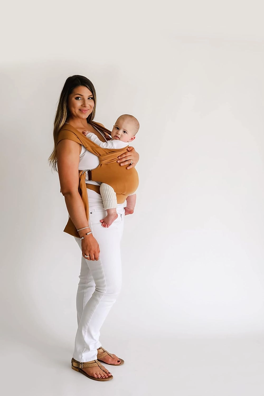 Lalabu The Simple Wrap Baby Wraps Carrier - Stylish Baby Sling Carrier for Newborns & Toddlers 13-28 lbs. Safety Tested, Easy-to-Use, Ergonomic, & Comfortable - Camel