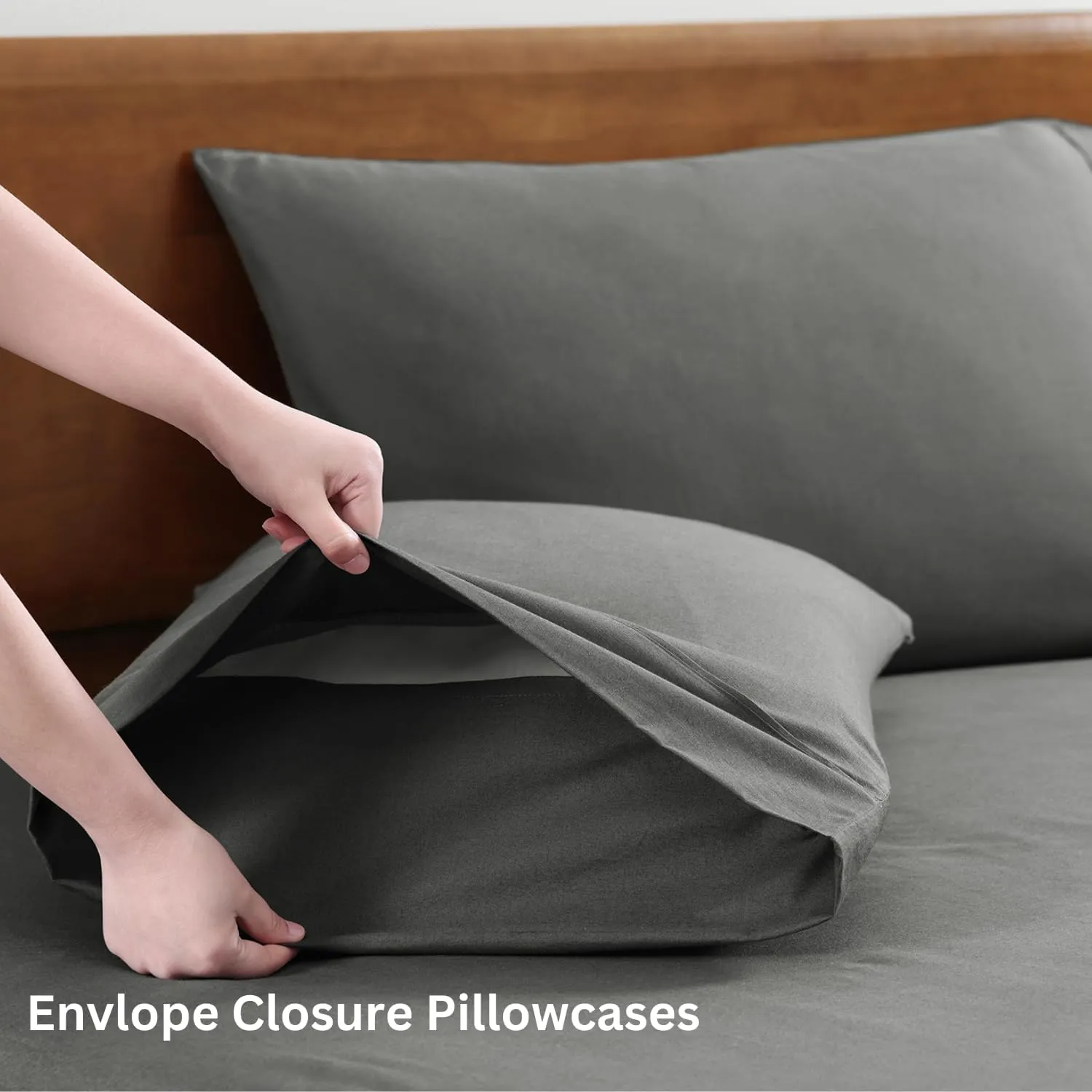 LANE LINEN 100% Organic Cotton Sheets King Size Machine Washable Fully Elasticized Soft & Comfy Mercerized Sustainably Produced All Season Eco Friendly Cotton Sheets sábanas King- Charcoal