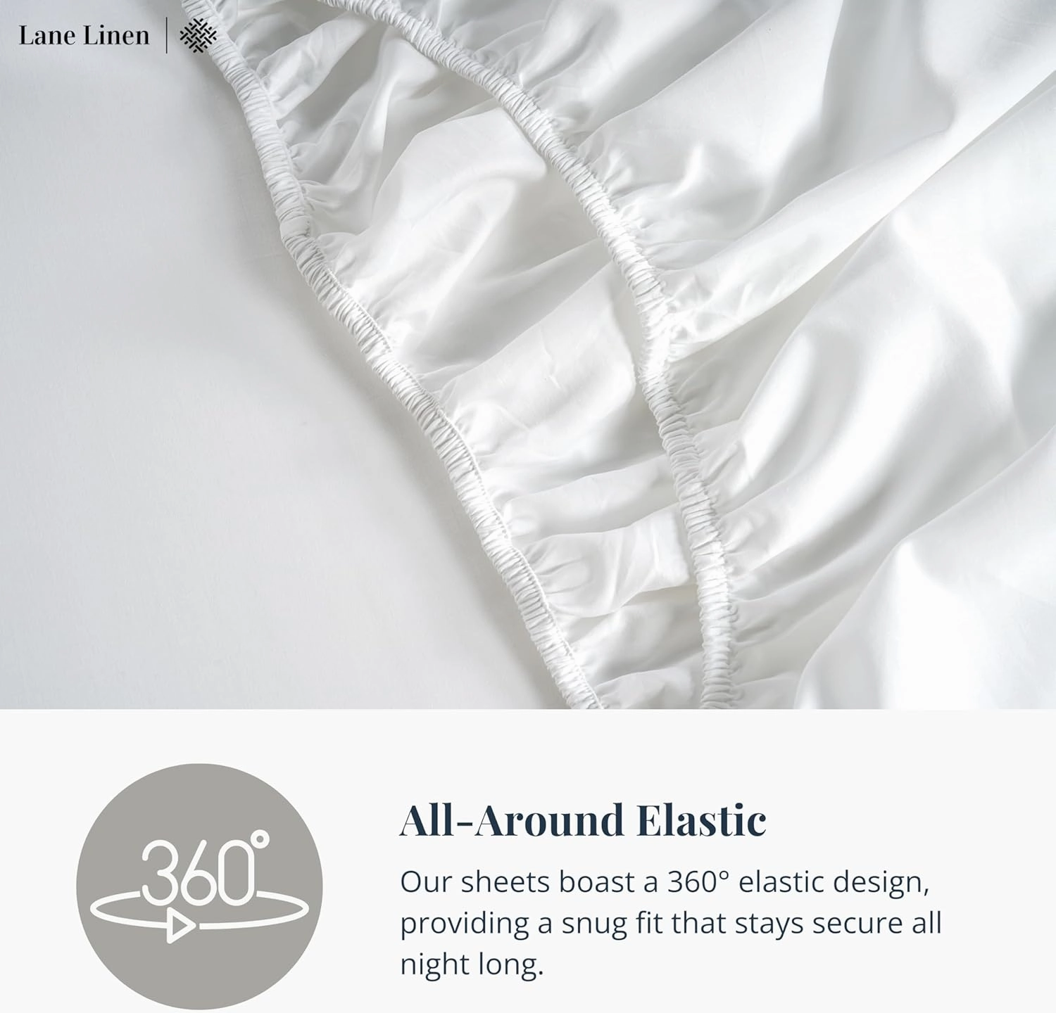 LANE LINEN 100% Cotton White Queen Size Sheet Set – Luxurious Hotel-Quality Sateen Weave, Fully Elasticized Mercerized Cotton, Deep Pocket 4-Piece Set, Naturally Cooling & Comfortable