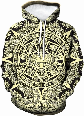 LAOLIUSN Men's Aztec Hoodie with Mayan Totems Design Mexican Themed Printed Sweatshirt