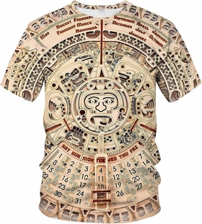 LAOLIUSN Men's Aztec T-Shirt with Mayan Totems Design Mexican Themed Printed Tee