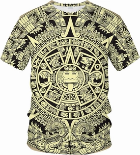LAOLIUSN Men's Aztec T-Shirt with Mayan Totems Design Mexican Themed Printed Tee