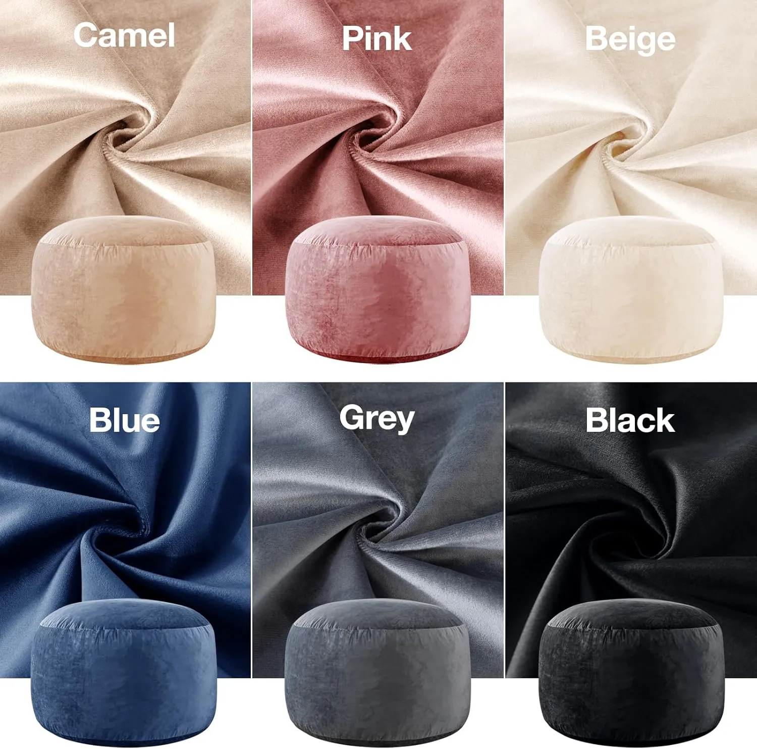 Large Bean Bag Chair: 3 ft Memory Foam Bean Bag Chairs for Adults/Kids,Bean Bag Chair with Fillings,Soft Faux Fur Fabric - Dutch Velvet, Black, 3 Foot