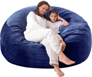 Large Bean Bag Chair: 3 ft Memory Foam Bean Bag Chairs for Adults/Kids,Bean Bag Chair with Fillings,Soft Faux Fur Fabric - Dutch Velvet, Cobalt, 3 Foot