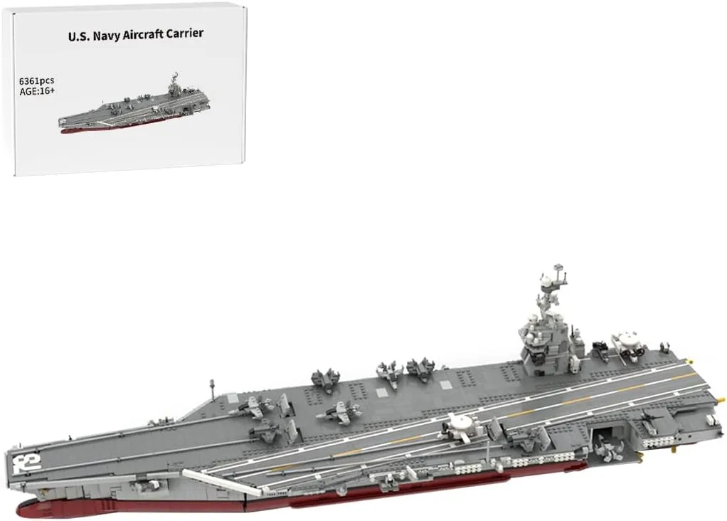 Large Scale Military Aircraft Carrier Block Set for Adults, MOC-192566 1/300 Gerald Nuclear-Powered U.S. Navy Aircraft Carrier Building Blocks Set (6361PCS)