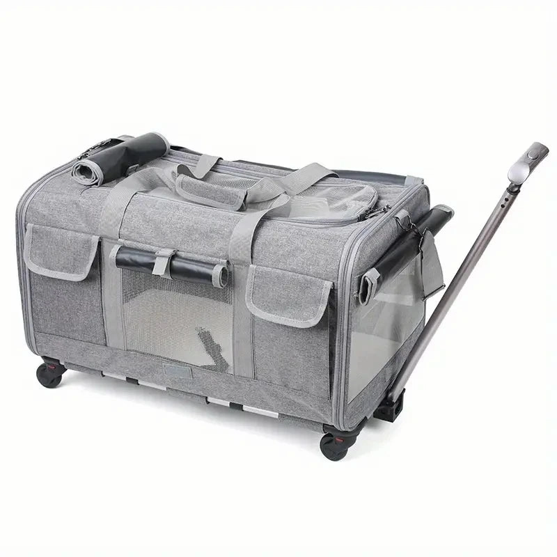 Large Cat Travel Carrier - Foldable Pet Travel Carrier with Wheels