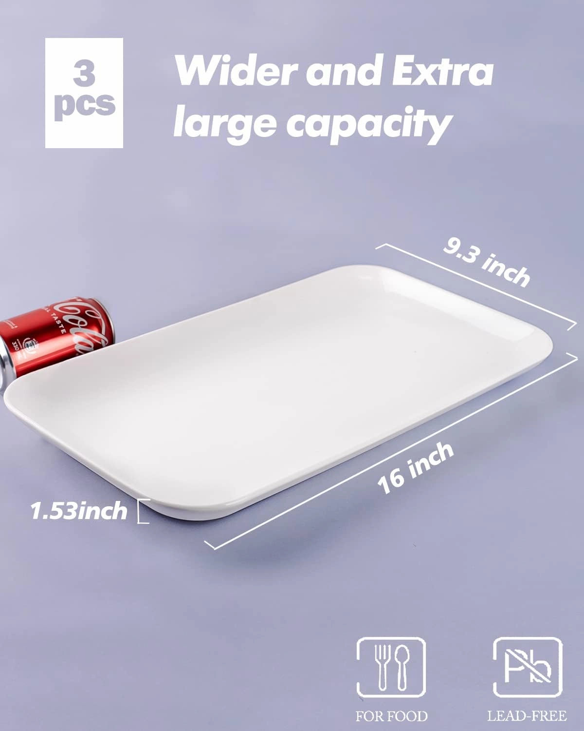 Large Serving Platter Set, Delling 16 inch Large Serving Tray, White Porcelain Platters for Serving Food, Large Serving Trays for Party, Entertaining, Fruit, Appetizer, Oven Safe Dinnerware Set of 3