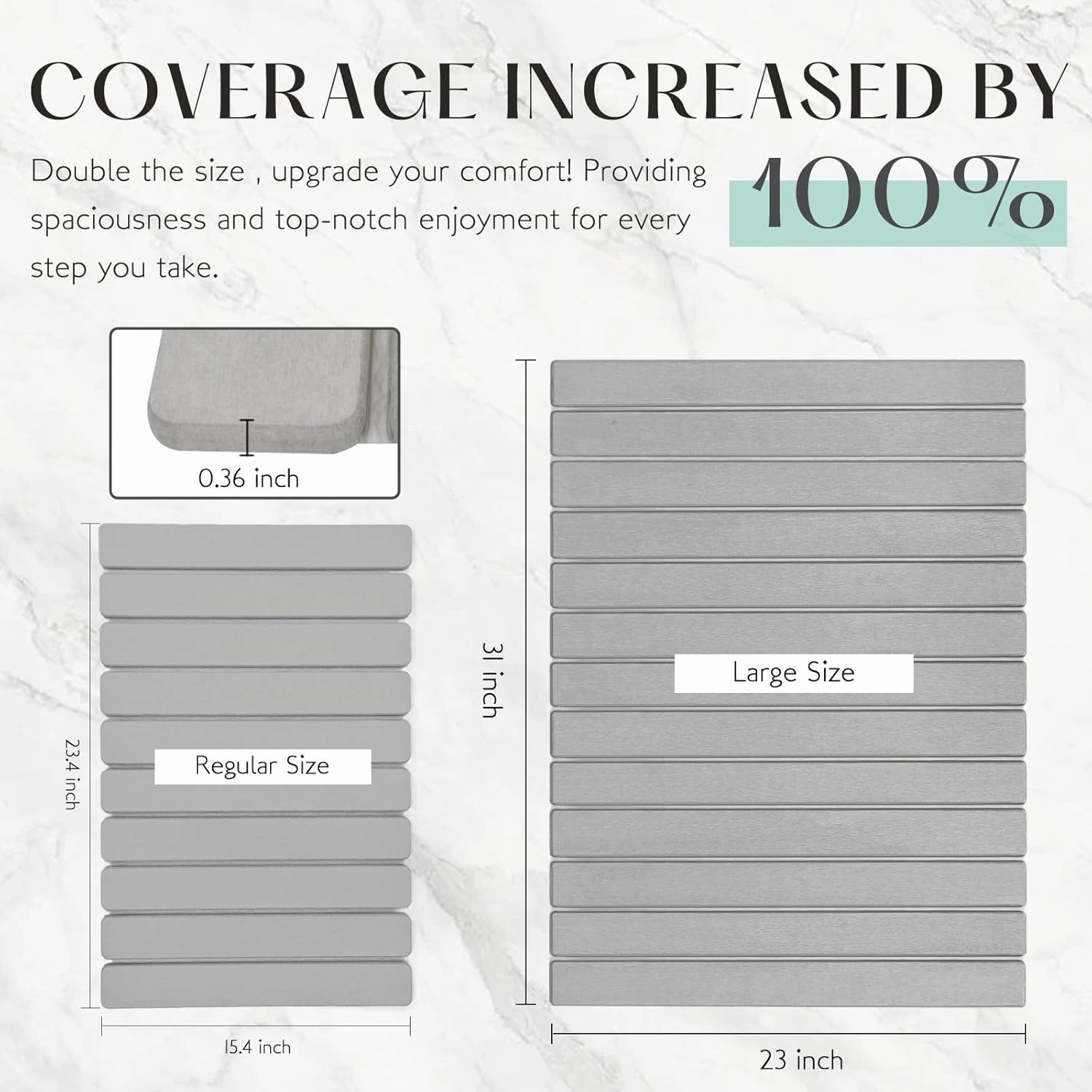 Large Stone Bath Mat, 31"x 23" Non-Slip Diatomaceous Earth Bath Mat, Ultra-Absorbent Quick-Drying Stone Drying Mat for Kitchen Bathroom Pet Bowl, Rollable & Foldable Stone Bath Mat, Gray XL