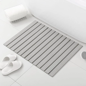 Large Stone Bath Mat, 31"x 23" Non-Slip Diatomaceous Earth Bath Mat, Ultra-Absorbent Quick-Drying Stone Drying Mat for Kitchen Bathroom Pet Bowl, Rollable & Foldable Stone Bath Mat, Gray XL