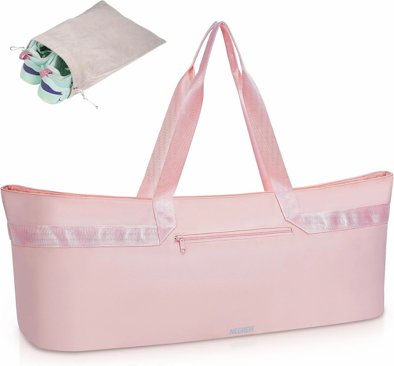 Large Yoga Mat Bag for Women,Pilates Bag with Shoes Bag & Wet Pocket,Gym Bag with Yoga Mat Holder Fits Most Size Mats,Yoga Mat Tote Carrier for Pilates Office Beach Workout (Pink)