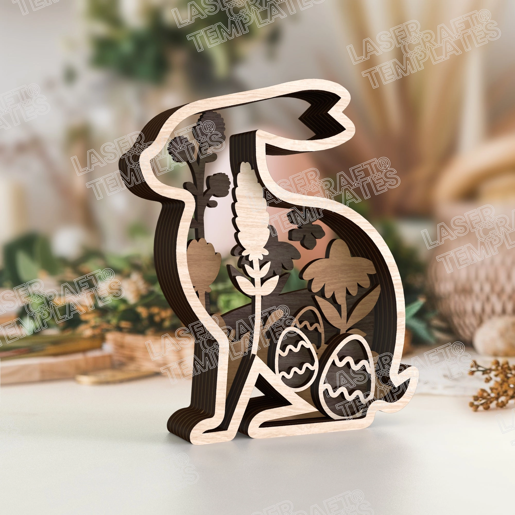 Laser cut Easter bunny table decor 3 bundle svg file