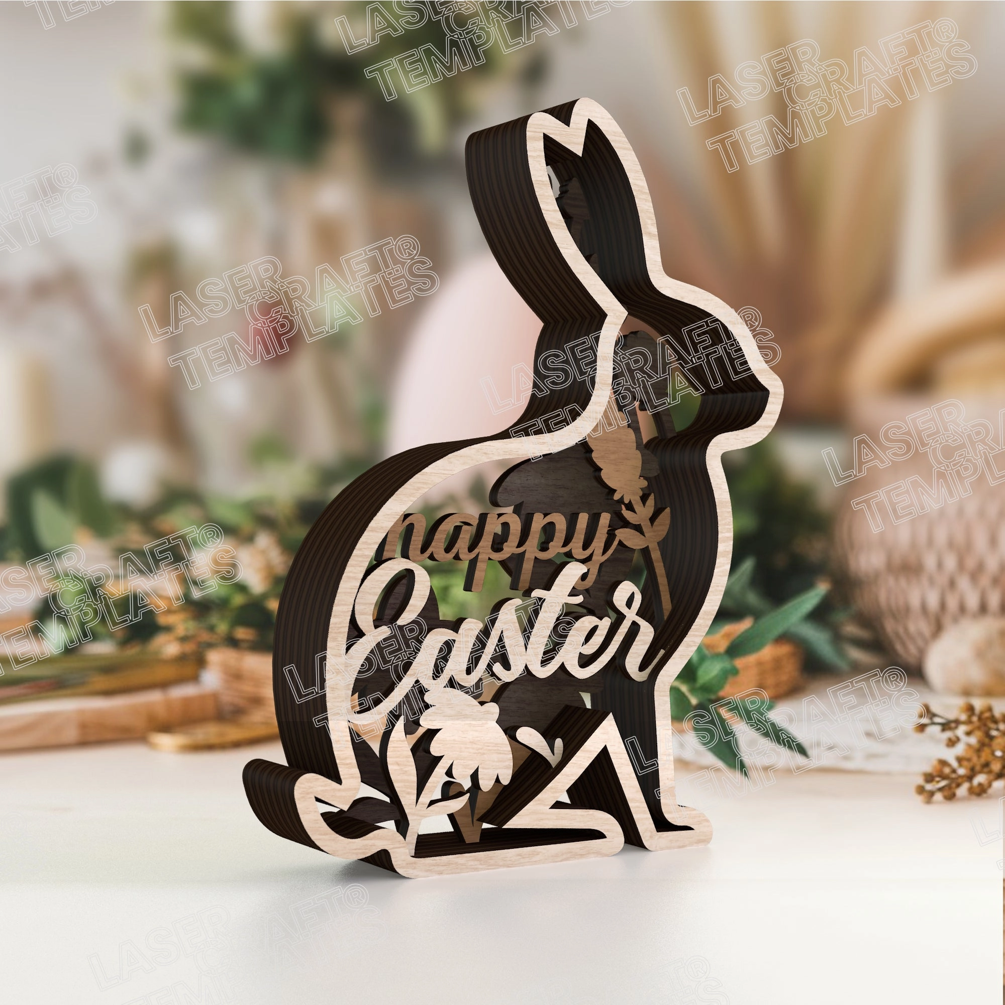 Laser cut Easter bunny table decor 3 bundle svg file