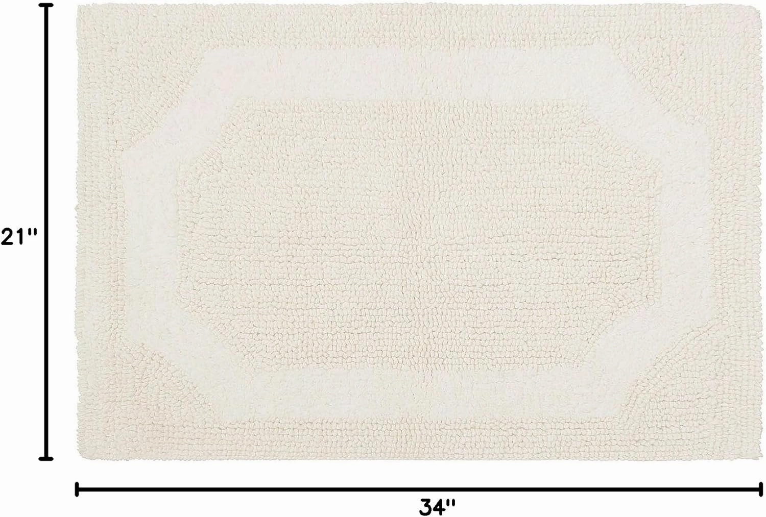Laura Ashley Reversible Cotton 21 x 34 in. Bath Mat, Ivory