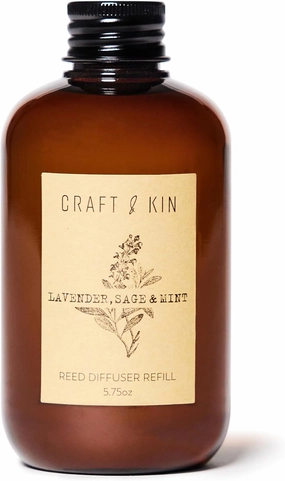 Lavender, Sage & Mint Reed Diffuser Oil Refill | Reed Diffuser Refill for Craft & Kin Diffusers | Long Lasting Home Fragrance - 5.75 oz