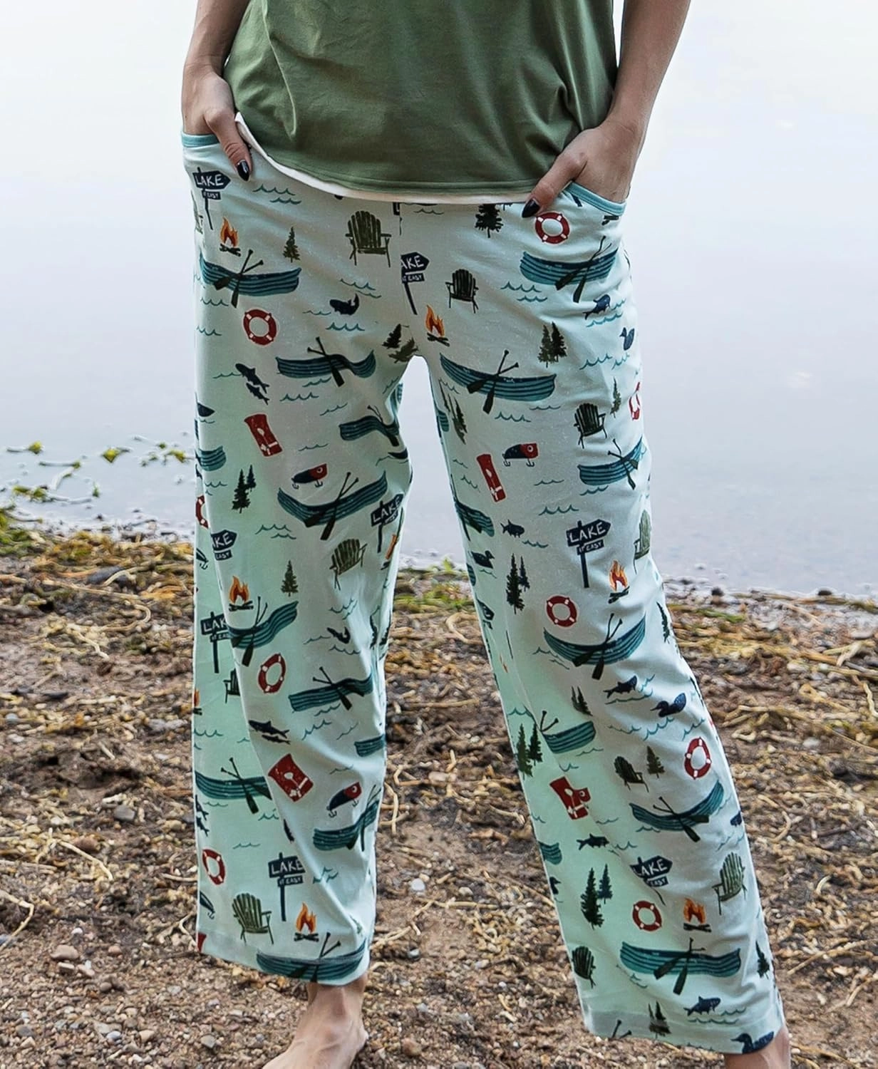 Lazy One Pajamas for Women, Cute Ocean Pajama Pants and Top Separates