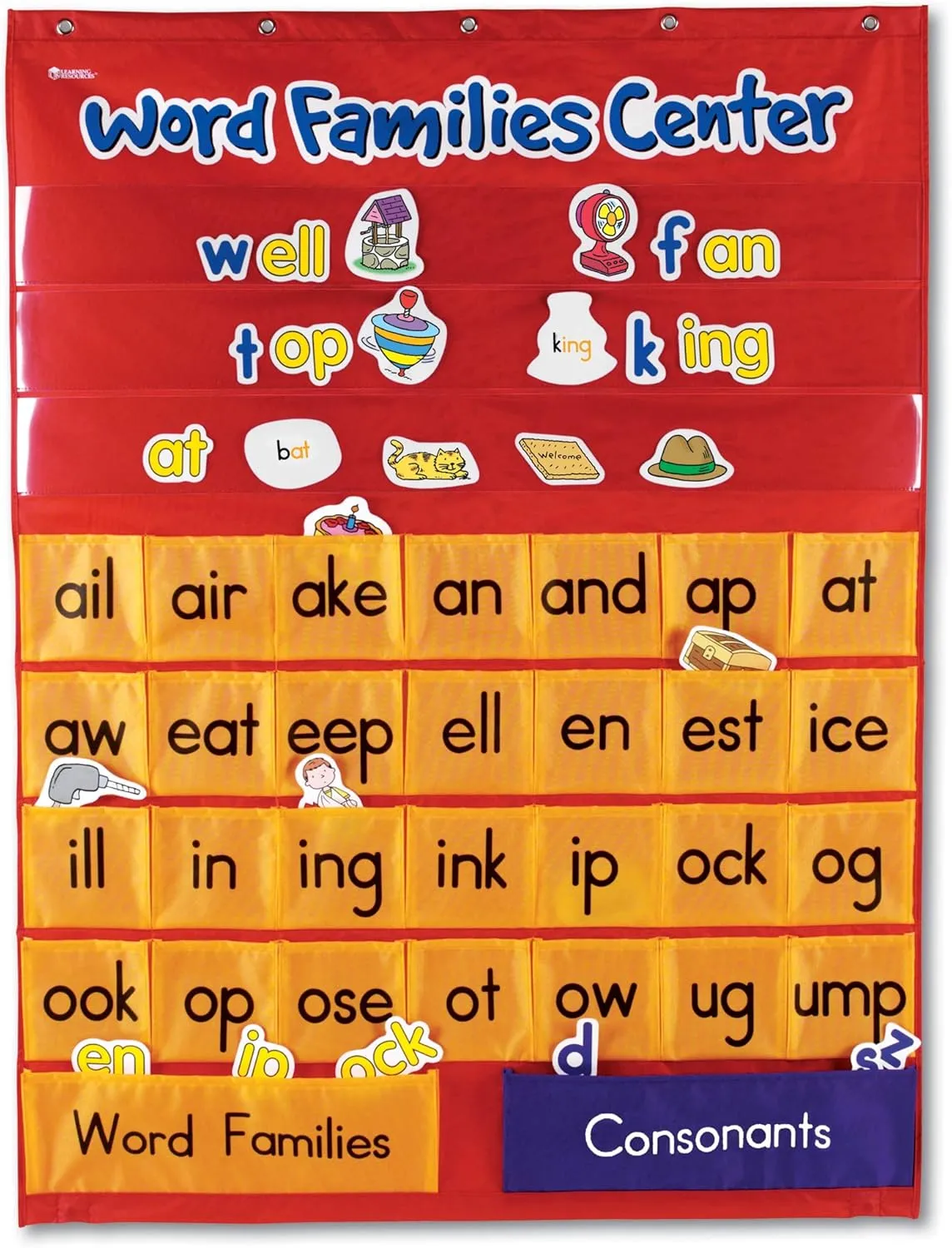 Learning Resources Word Families Center Pocket Chart, ABC, Phonics Chart, Measures 28"W x 37.5"H, Ages 6 