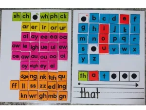 Letter Tile Board Literacy Word Work Mat Letter Blending Board Science of Reading Letter Tile Kit for Phonics (1 letter Tile Board)