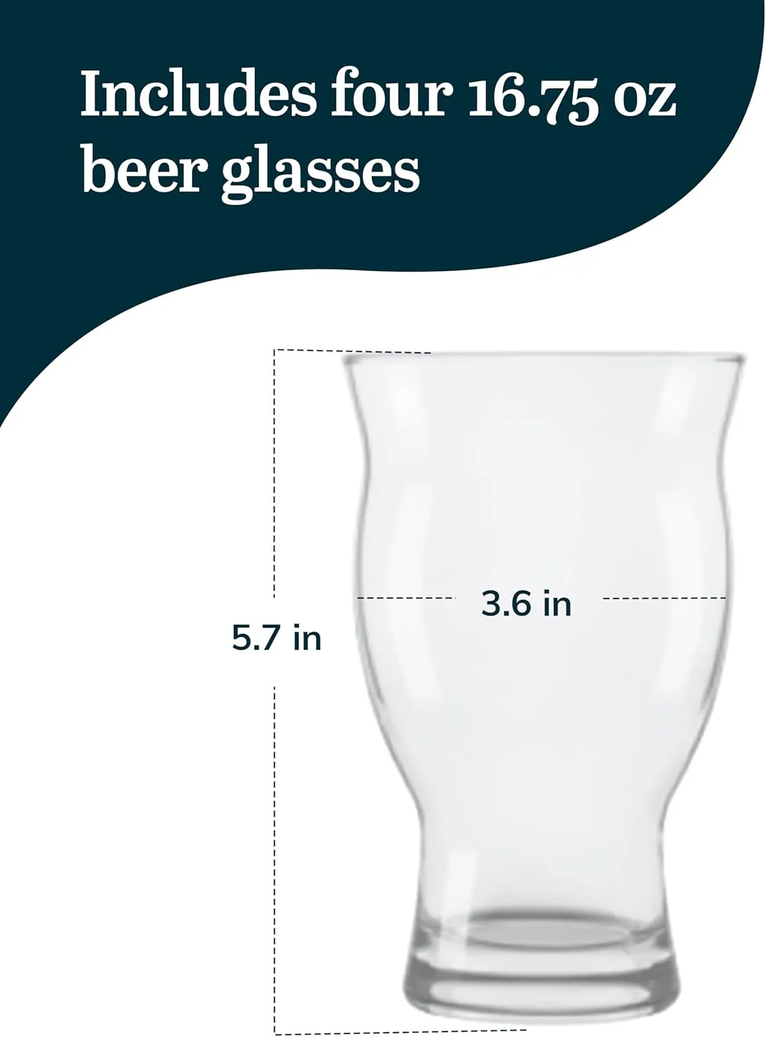 Libbey Craft Brews Nucleated Pint Beer Glasses, Dishwasher Safe Pint Glasses Set of 4 for Light Beers, Stouts, Laser Etching Nucleated Beer Glasses