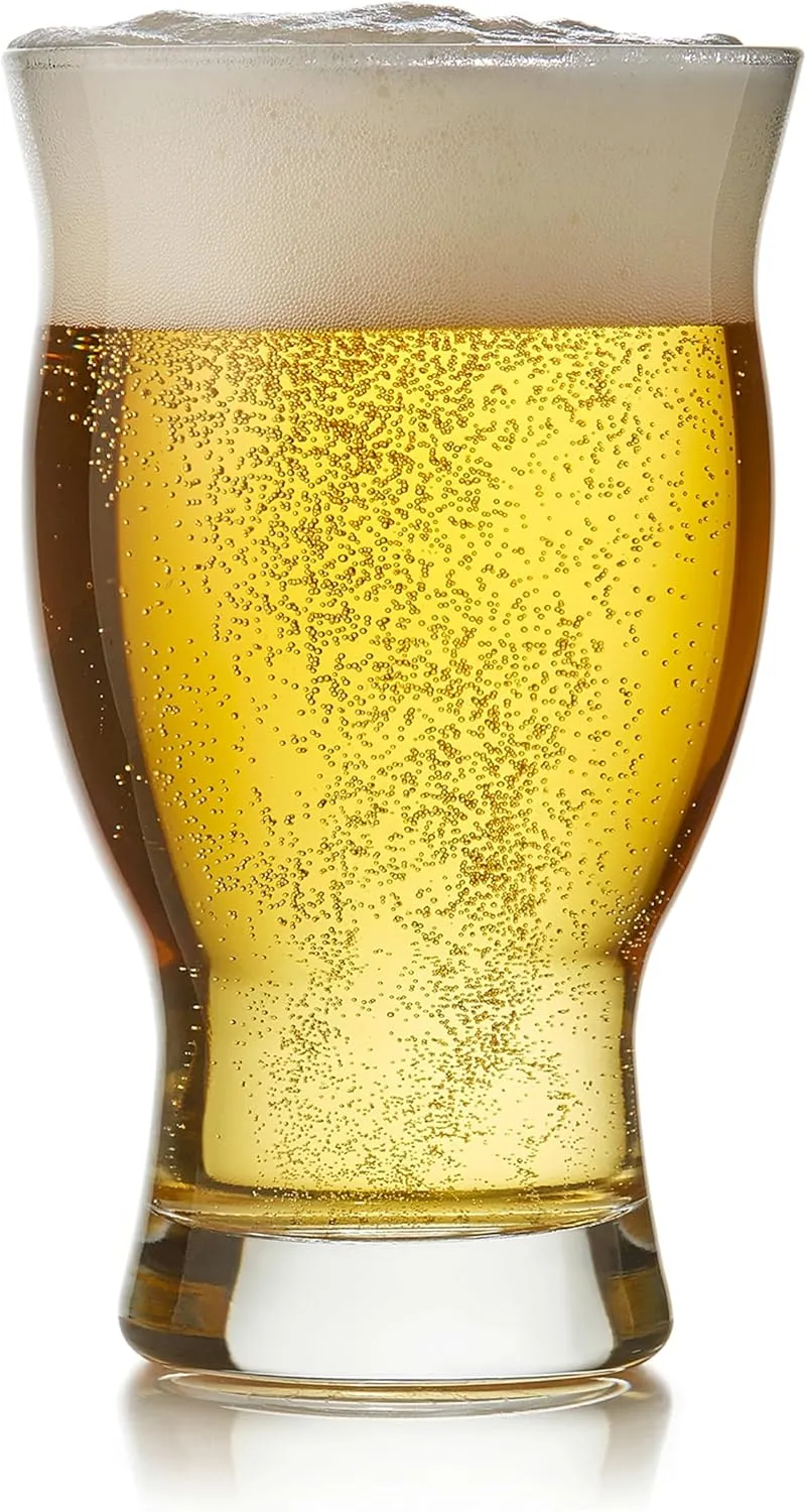 Libbey Craft Brews Nucleated Pint Beer Glasses, Dishwasher Safe Pint Glasses Set of 4 for Light Beers, Stouts, Laser Etching Nucleated Beer Glasses