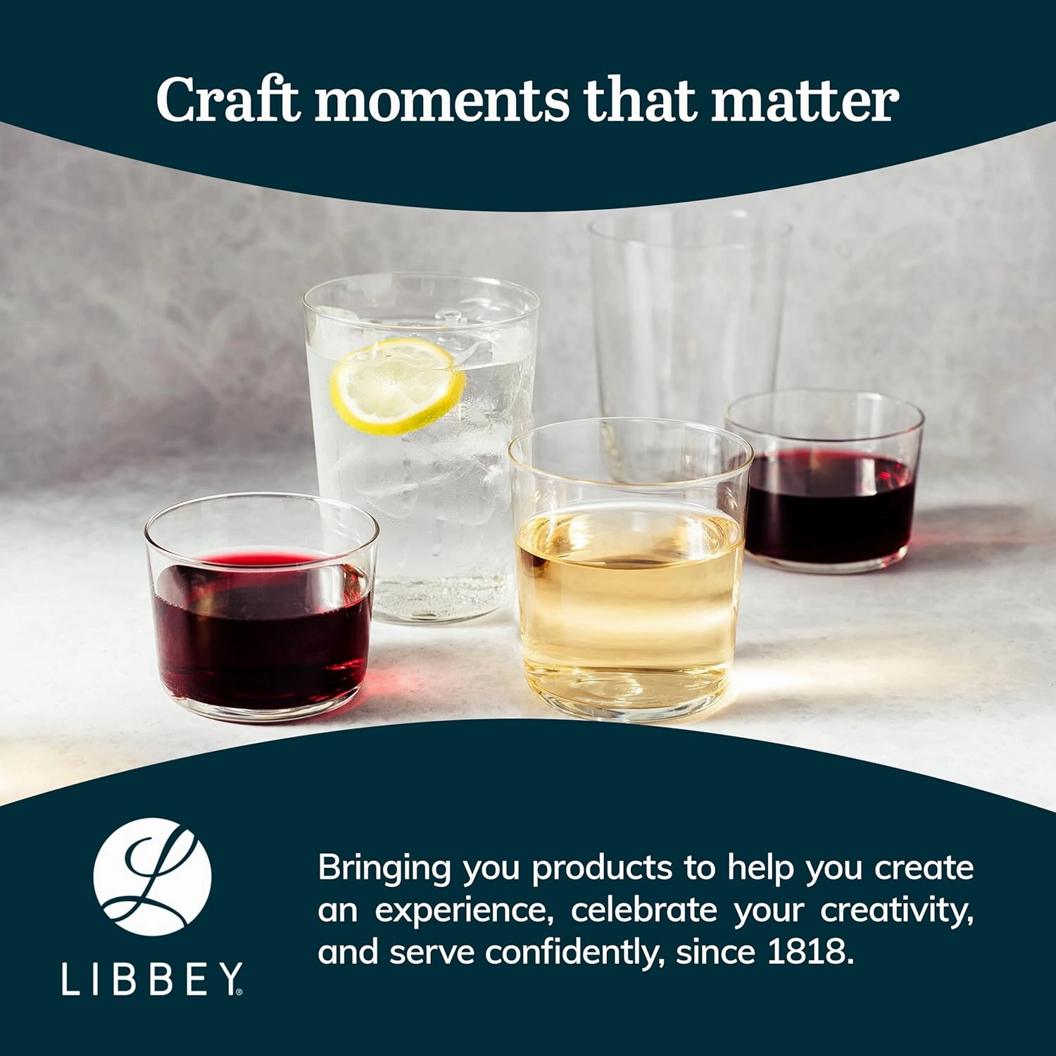 Libbey Café Tumbler Glasses Set of 8, 19-Ounce, Dishwasher Safe Modern Glassware, Versatile Tumbler Set for Casual Gatherings, Dinner Parties