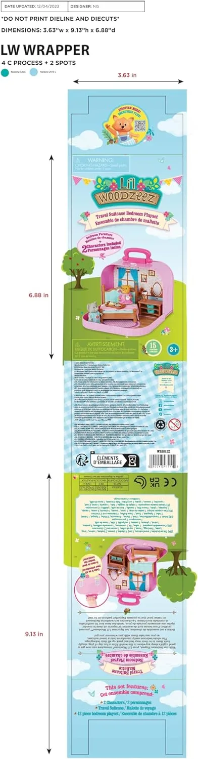 Lil Woodzeez – Portable Dollhouse Playset with 2 Posable Figures – Playhouse Toy – Travel Suitcase Bedroom & Mini Furniture – Animal Figurines – Kids 3 Years  