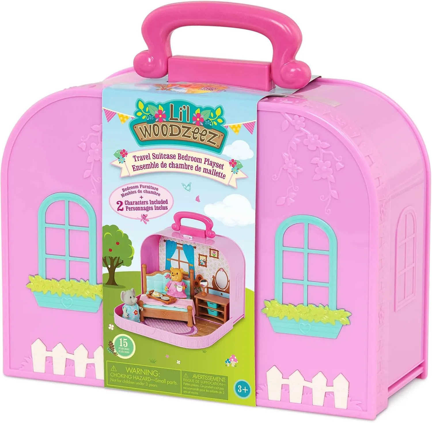 Lil Woodzeez – Portable Dollhouse Playset with 2 Posable Figures – Playhouse Toy – Travel Suitcase Bedroom & Mini Furniture – Animal Figurines – Kids 3 Years  