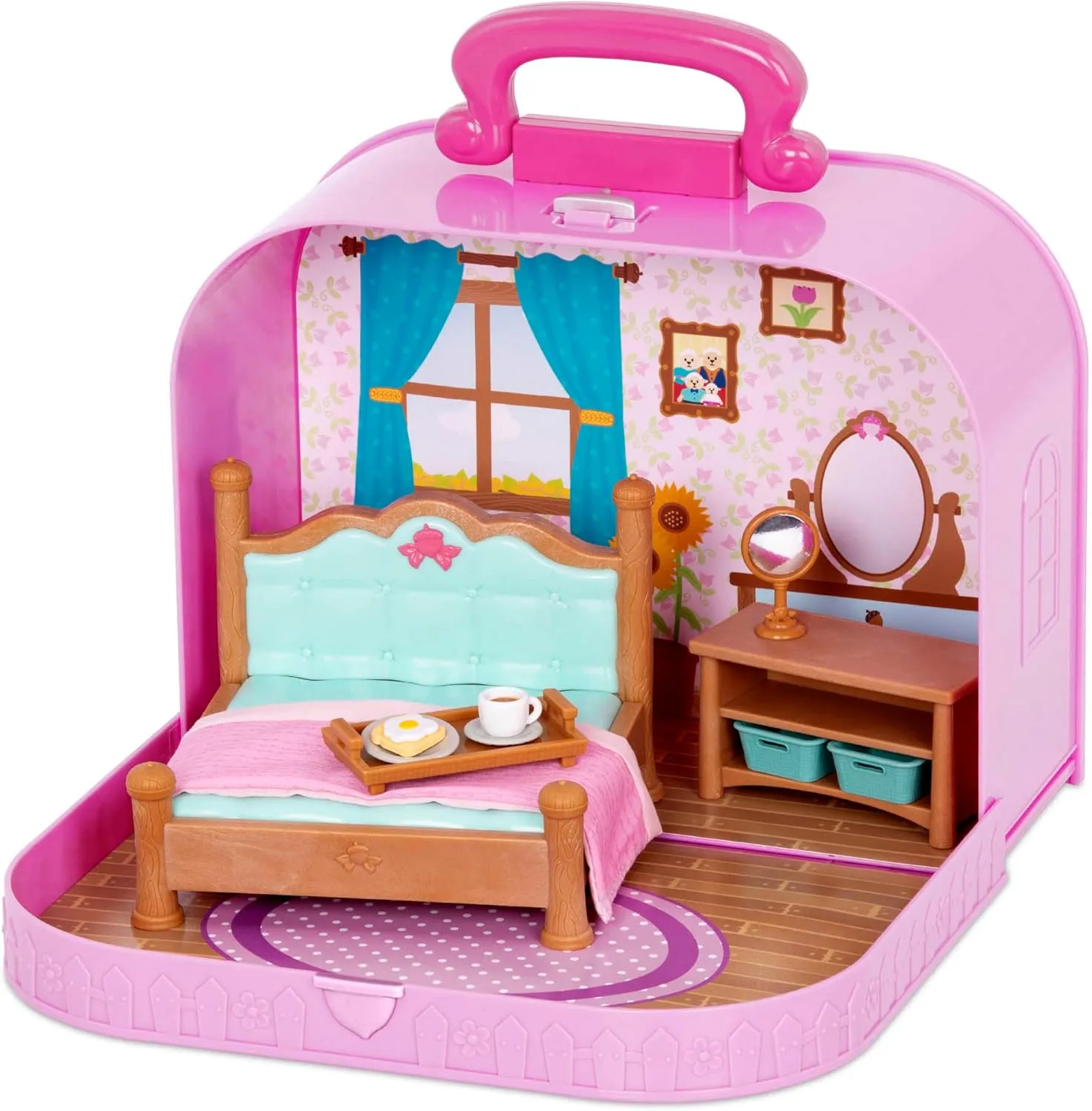 Lil Woodzeez – Portable Dollhouse Playset with 2 Posable Figures – Playhouse Toy – Travel Suitcase Bedroom & Mini Furniture – Animal Figurines – Kids 3 Years  