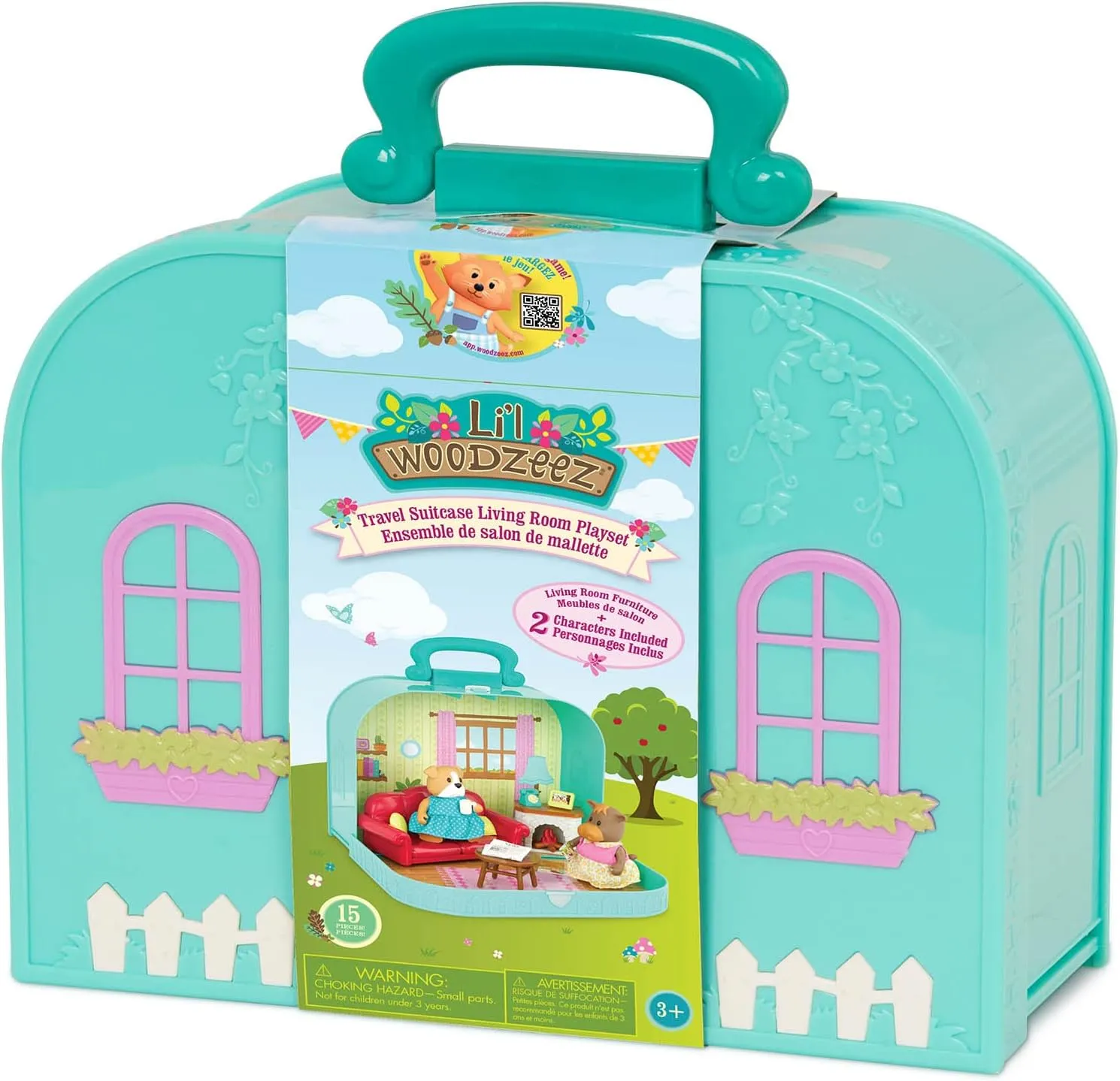 Lil Woodzeez – Portable Toy Figures Playset - Miniature Furniture & Posable Figures - Couch, Fireplace & Food - Animal Characters Included - Kids 3 Years  