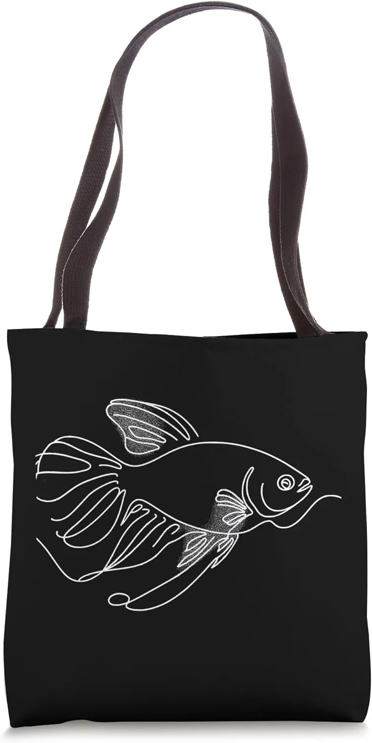 Line Art Simple Drawing Artwork Cherry Barb Aquarium Fish Tote Bag