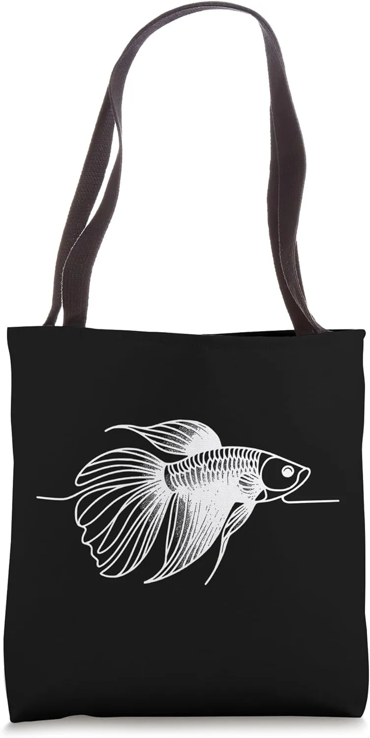 Line Art Simple Drawing Artwork Cherry Barb Aquarium Fish Tote Bag
