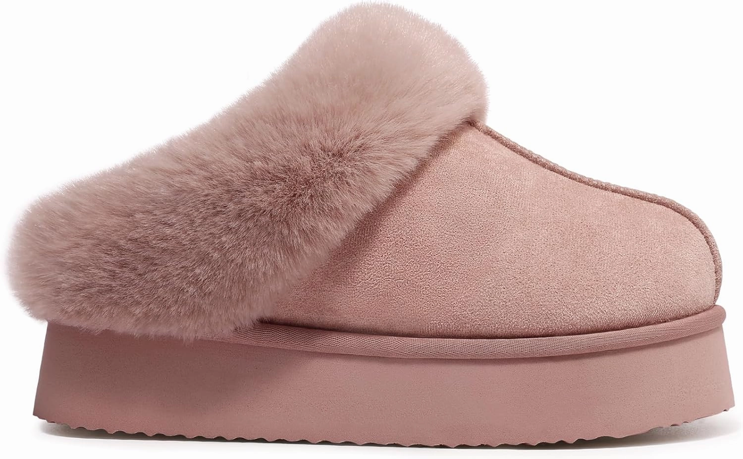 Litfun Fuzzy Platform Slippers for Women Comfy Winter House Shoes with Memory Foam Indoor Outdoor