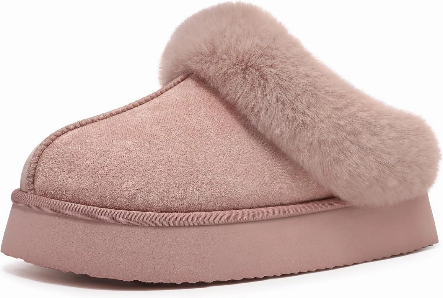 Litfun Fuzzy Platform Slippers for Women Comfy Winter House Shoes with Memory Foam Indoor Outdoor