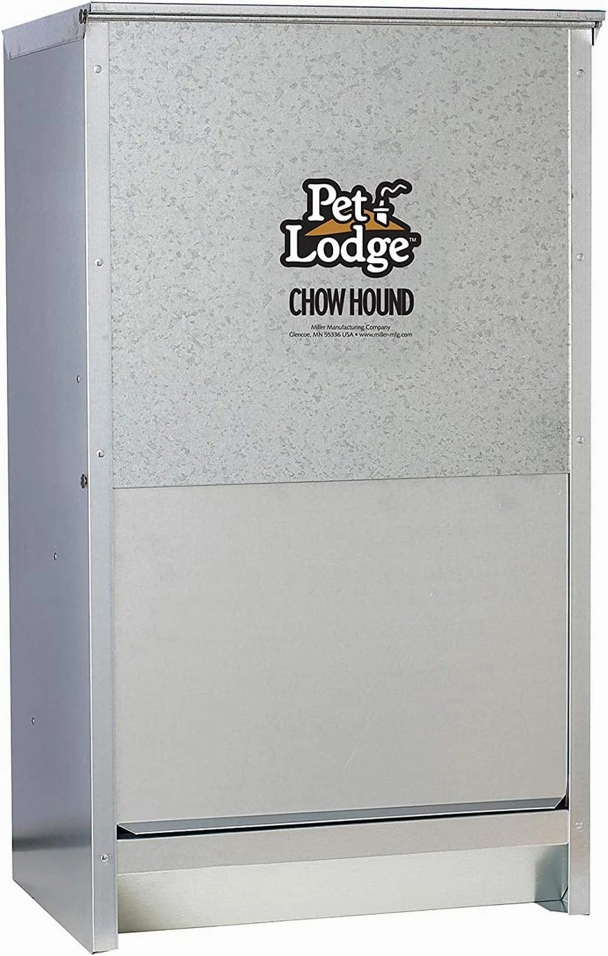 Little Giant 50 Pound Capacity Chow Hound Dry Food Automatic Steel Dog Feeder, with 13 Quart Galvanized Steel Ever-Full Pet Water Bowl Dish