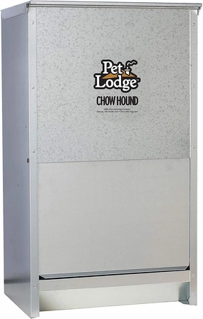 Little Giant 50 Pound Capacity Chow Hound Dry Food Automatic Steel Dog Feeder, with 13 Quart Galvanized Steel Ever-Full Pet Water Bowl Dish