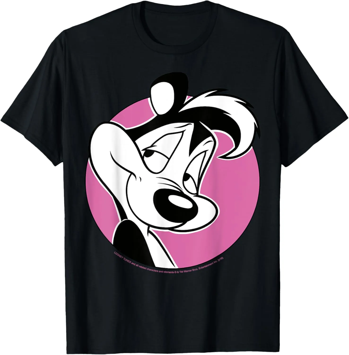 Looney Tunes Pepe Le Pew Pink Circle Portrait T-Shirt