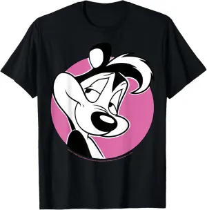 Looney Tunes Pepe Le Pew Pink Circle Portrait T-Shirt