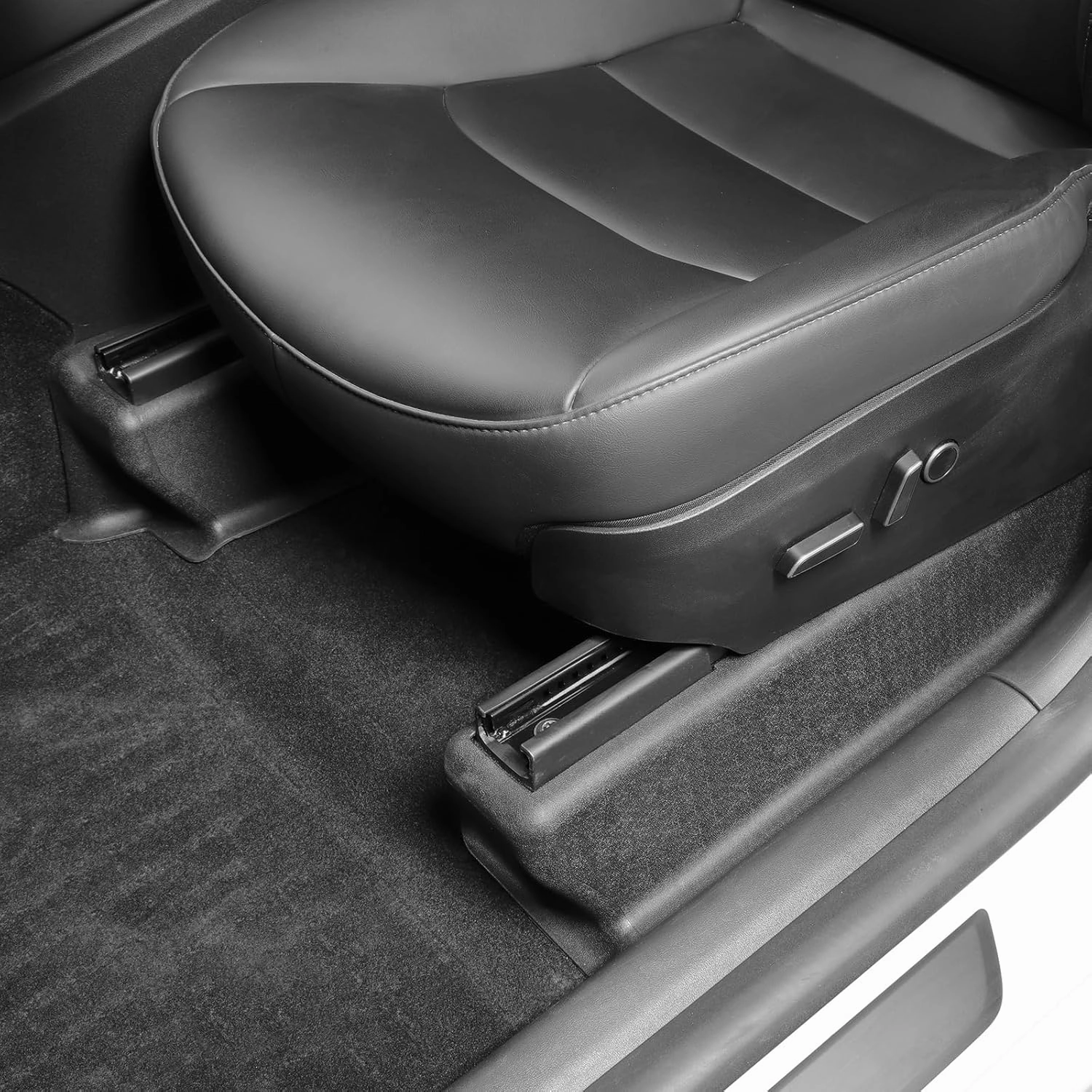 LUCKEASY 6PCS for Tesla Model Y 2020-2024 5 Seater 1st Row Seat Slide Rail Pad & 2nd Under Seat Protector Mat All-Weather Anti-Kick Mat All-Weather TPE Black for Model Y Accessories