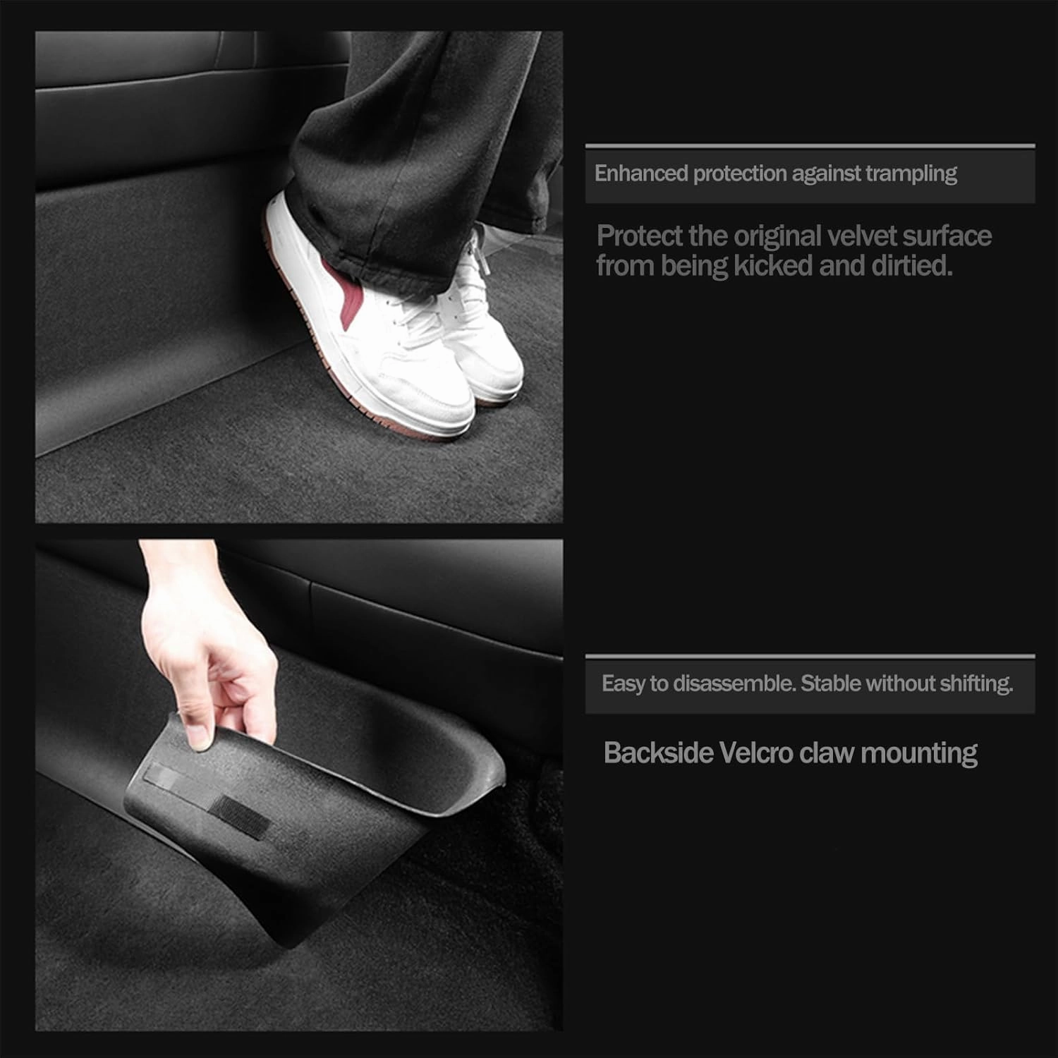 LUCKEASY 6PCS for Tesla Model Y 2020-2024 5 Seater 1st Row Seat Slide Rail Pad & 2nd Under Seat Protector Mat All-Weather Anti-Kick Mat All-Weather TPE Black for Model Y Accessories