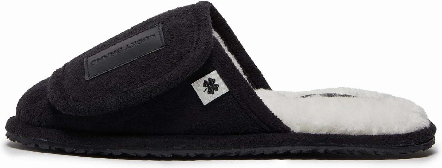 Lucky Brand Boys Slippers - Fuzzy Non Slip Memory Foam House Slippers for Kids - Plush Soft Rubber Sole Bedroom Shoes