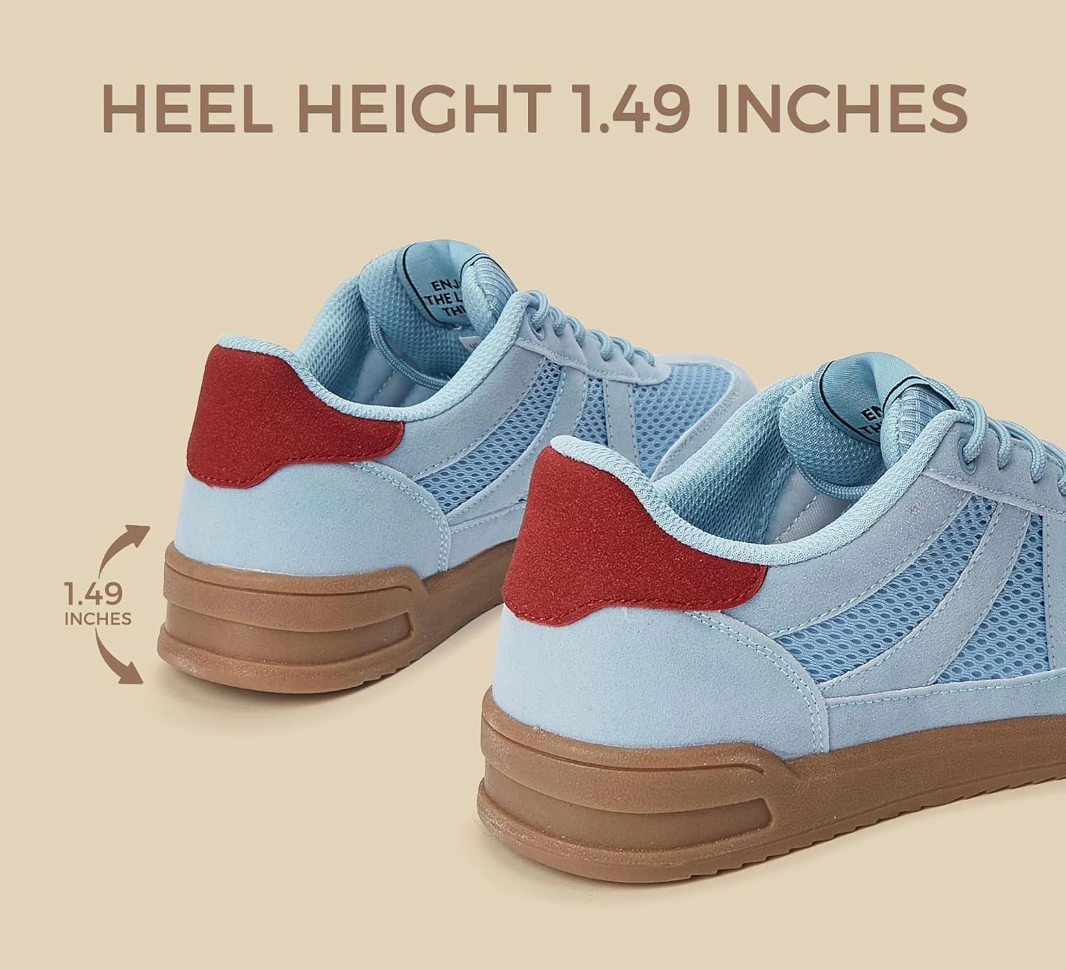 LUCKY STEP Women's Retro Fashion Sneakers Classic Mesh Gum Sole Tennis Footwear Casual Running Trainer Skate Walking Shoes