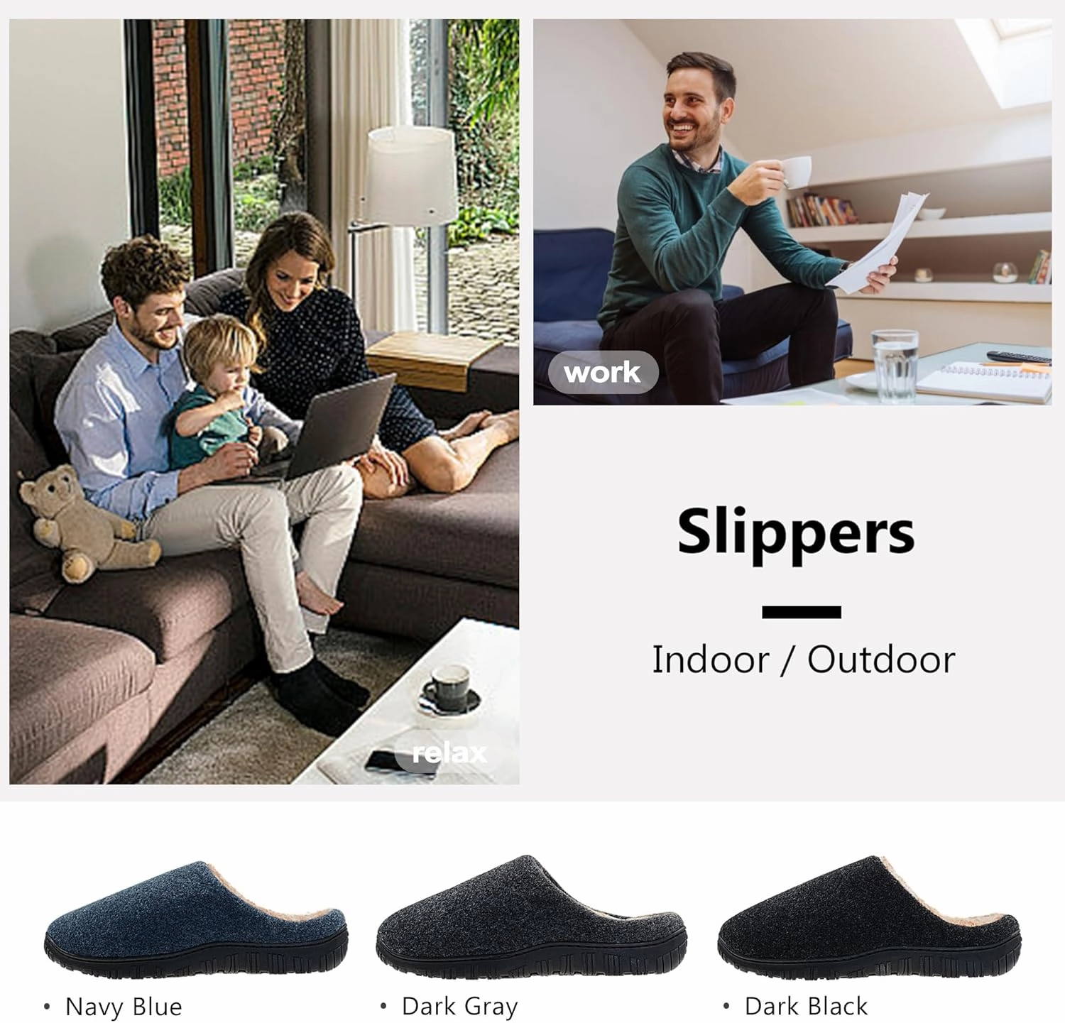 Lulex Mens Slippers Memory Foam House Slippers Indoor Outdoor Warm Fuzzy Comfy Fluffy House Shoes