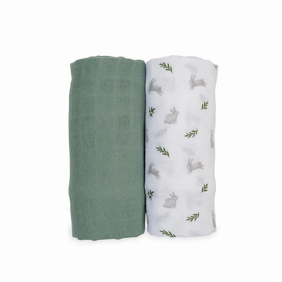 Lulujo Cotton Muslin Swaddle Blanket 2 PK - Bunnies & Fern