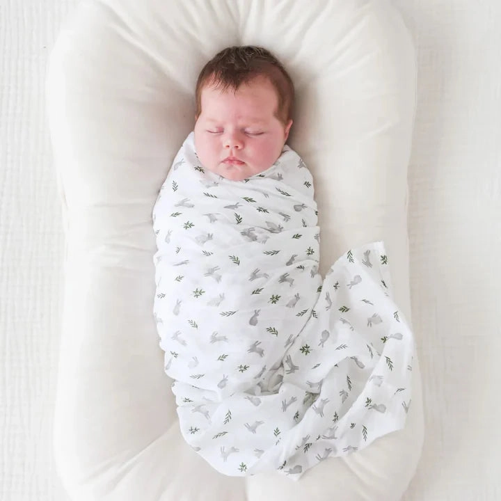 Lulujo Cotton Muslin Swaddle Blanket 2 PK - Bunnies & Fern