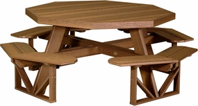 LuxCraft Poly Octagon Picnic Table - Outside Table for Adults & Kids, Seats 8, UV Resistant and Heavy Duty, Durable Outdoor Furniture, Amish Made in USA (Antique Mahogany)