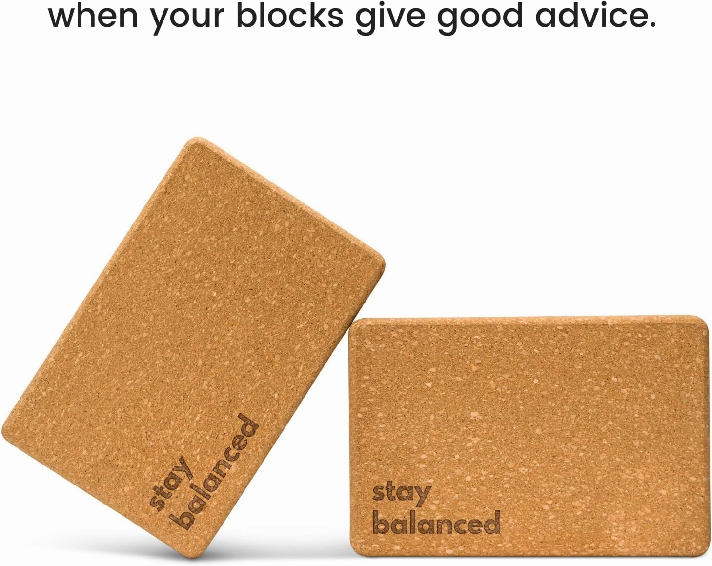 Luxury Cork Yoga Block Set - Extra Large Yoga Blocks with Performance Grade Portuguese Cork | High Density, Non-Slip Support for Safer Balancing | 2 Pack | Extra Long Yoga Strap Included