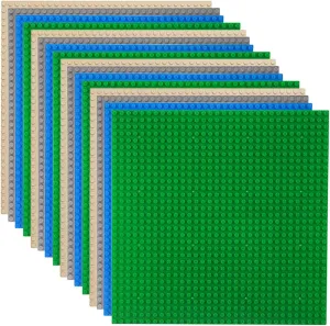 LVHERO 16 Pcs Classic Baseplates Building Plates for Building Bricks 100% Compatible with All Major Brands-Baseplate, 10" x 10" (Multicolored)