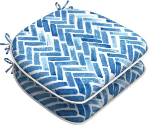 LVTXIII Indoor/Outdoor Chair Cushions Seat Cushions with Ties, Patio Chair Pads D16xW17 Inch for Patio Furniture Garden Home Office Decoration 2 Pack, Blue Bricks