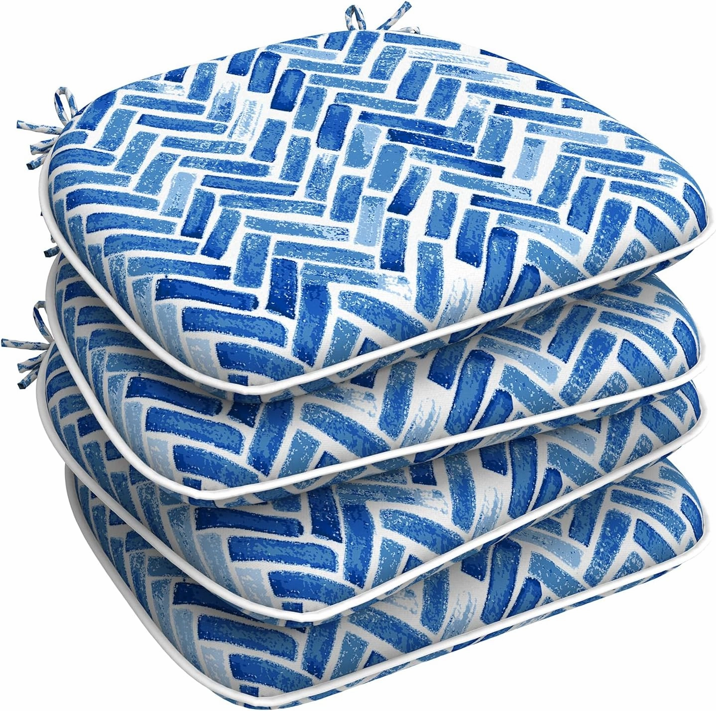 LVTXIII Indoor/Outdoor Chair Cushions Seat Cushions with Ties, Patio Chair Pads D16xW17 Inch for Patio Furniture Garden Home Office Decoration 4 Pack, Blue Bricks