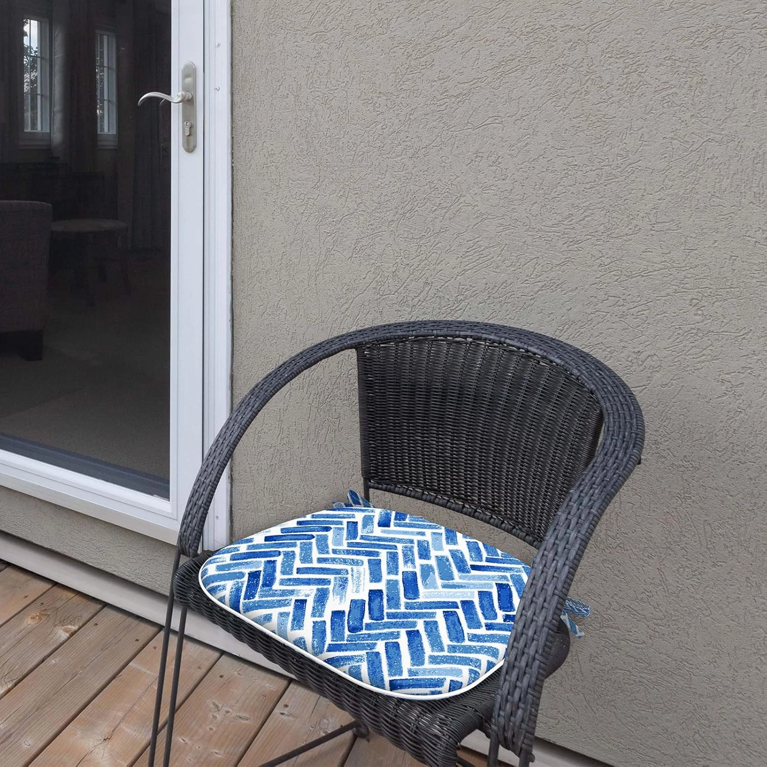 LVTXIII Indoor/Outdoor Chair Cushions Seat Cushions with Ties, Patio Chair Pads D16xW17 Inch for Patio Furniture Garden Home Office Decoration 4 Pack, Blue Bricks