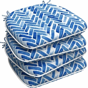 LVTXIII Indoor/Outdoor Chair Cushions Seat Cushions with Ties, Patio Chair Pads D16xW17 Inch for Patio Furniture Garden Home Office Decoration 4 Pack, Blue Bricks